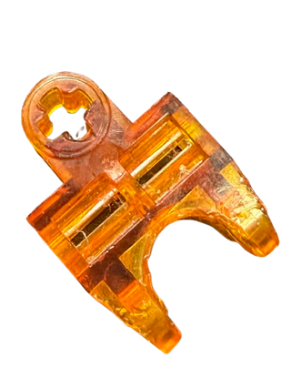 Technic, Axle Connector 2 x 3 with Ball Joint Socket - Open Sides, Angled Forks with Closed Axle Holes, Part# 32174 Part LEGO® Trans-Orange Like New