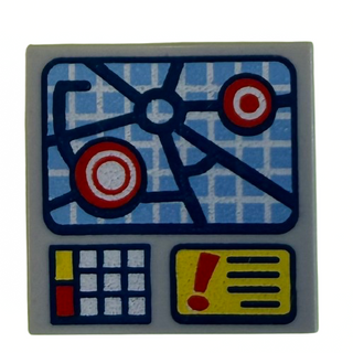 Tile 2 x 2 with Street Map Screen Buttons and Rectangle Pattern Part# 3068pb0973 Part LEGO® Light Bluish Gray