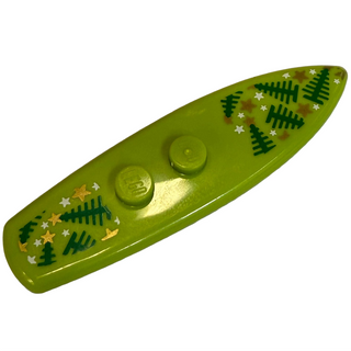 Minifigure, Utensil Surfboard Standard with Pine Trees and Stars Pattern Part# 90397pb021 Part LEGO® Lime