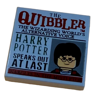 Tile 2 x 2 with Newspaper 'THE QUIBBLER' Pattern Part# 3068pb0346 Part LEGO® Light Bluish Gray