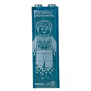 Brick 1 x 2 x 5 with Silver Avengers Logo and Captain Marvel Minifigure Pattern (Sticker), Part# 2454pb290 Part LEGO®