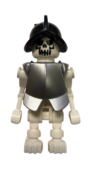 Skeleton, Fantasy Era Torso with Evil Skull, Black Conquistador Helmet, Metallic Silver Armor, gen021a - LEGO® Indiana Jones Minifigure LEGO®