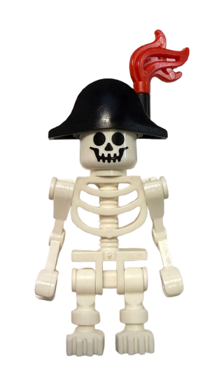 Skeleton, Fantasy Era Torso with Standard Skull, Mechanical Arms, Black Bicorne Hat, Red Plume, gen037 - LEGO® Educational & Dacta Minifigure LEGO®