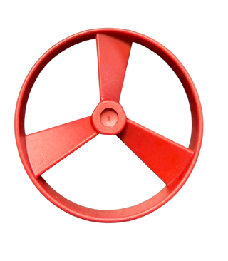 Red Bionicle Rhotuka spinner with three-blade propeller design and central circular hub.