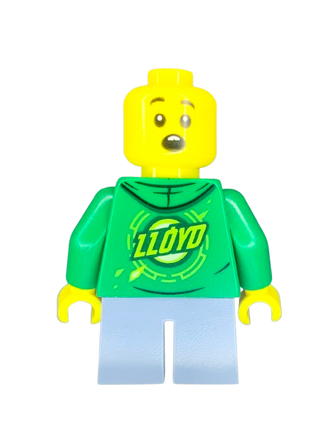 LEGOLAND Park Boy with Black Hair, Green Ninjago Hoodie, Sand Blue Short Legs, LLP017  United Brick Co®   