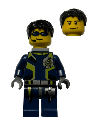 Agent Chase - Dual Sided Head, Neck Bracket, agt004 - LEGO® Agents Minifigure