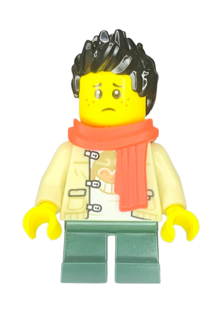 Child - Boy, Tan Tang Jacket, Dark Green Short Legs, Black Spiked Hair, Freckles, Red Scarf, hol230  United Brick Co®   