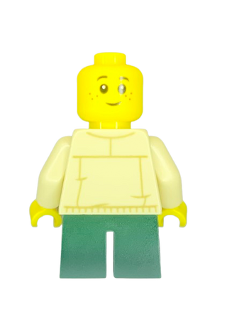 Child - Boy, Tan Tang Jacket, Dark Green Short Legs, Black Spiked Hair, Freckles, Red Scarf, hol230  United Brick Co®   