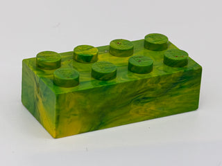 Green & Yellow Marbled, 1970's Grangemouth Test 2x4 LEGO® Brick Part LEGO®