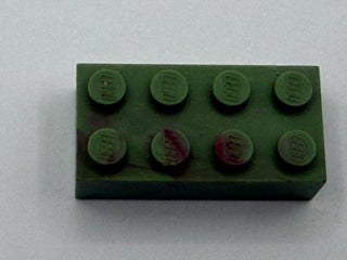 Military Green w/ Dark Red Marbled, 1970's Grangemouth Test 2x4 LEGO® Brick Part LEGO®