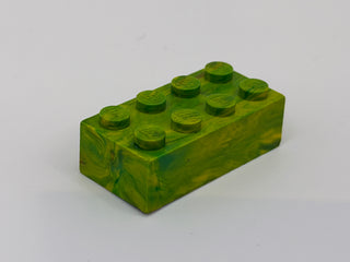 Green & Yellow w/ Red Marbled, 1970's Grangemouth Test 2x4 LEGO® Brick Part LEGO®