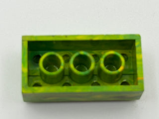Green & Yellow w/ Red Marbled, 1970's Grangemouth Test 2x4 LEGO® Brick Part LEGO®