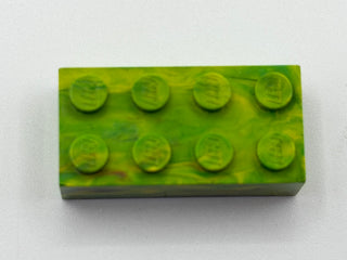 Green & Yellow w/ Red Marbled, 1970's Grangemouth Test 2x4 LEGO® Brick Part LEGO®
