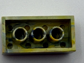 White, Yellow & Blue Marbled, 1970's Grangemouth Test 2x4 LEGO® Brick Part LEGO®