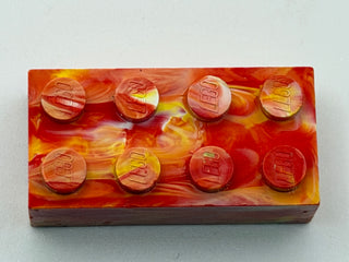 Red, Yellow, & White Marbled, 1970's Grangemouth Test 2x4 LEGO® Brick Part LEGO®