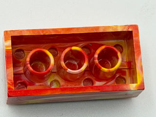 Red, Yellow, & White Marbled, 1970's Grangemouth Test 2x4 LEGO® Brick Part LEGO®