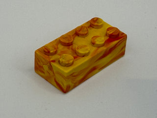 Yellow & Red Marbled, 1970's Grangemouth Test 2x4 LEGO® Brick Part LEGO®