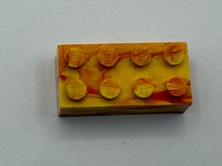 Yellow & Red Marbled, 1970's Grangemouth Test 2x4 LEGO® Brick Part LEGO®