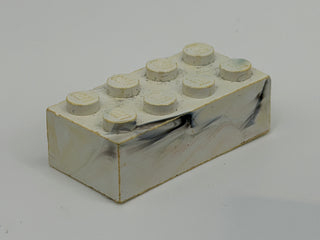 White w/ Black Marbled, 1970's Grangemouth Test 2x4 LEGO® Brick Part LEGO®