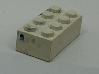 White w/ Black Marbled, 1970's Grangemouth Test 2x4 LEGO® Brick Part LEGO®