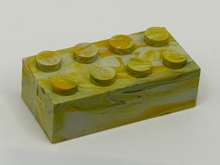 Yellow & White w/ Blue Marbled, 1970's Grangemouth Test 2x4 LEGO® Brick Part LEGO®