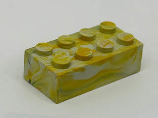 Yellow & White w/ Blue Marbled, 1970's Grangemouth Test 2x4 LEGO® Brick Part LEGO®