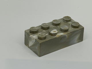 Light Gray & White Marbled, 1970's Grangemouth Test 2x4 LEGO® Brick Part LEGO®