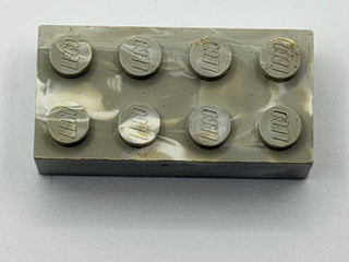 Light Gray & White Marbled, 1970's Grangemouth Test 2x4 LEGO® Brick Part LEGO®