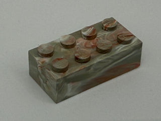 Light Gray w/ Red & White Marbled, 1970's Grangemouth Test 2x4 LEGO® Brick Part LEGO®