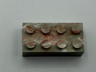 Light Gray w/ Red & White Marbled, 1970's Grangemouth Test 2x4 LEGO® Brick Part LEGO®