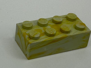Light Gray with Yellow & White Marbled, 1970's Grangemouth Test 2x4 LEGO® Brick Part LEGO®