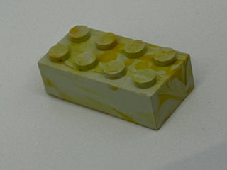 Light Gray with Yellow & White Marbled, 1970's Grangemouth Test 2x4 LEGO® Brick Part LEGO®