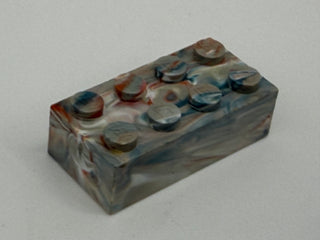 Light Gray w/ Red, White & Blue Marbled, 1970's Grangemouth Test 2x4 LEGO® Brick Part LEGO®