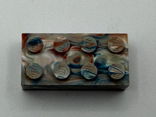 Light Gray w/ Red, White & Blue Marbled, 1970's Grangemouth Test 2x4 LEGO® Brick Part LEGO®