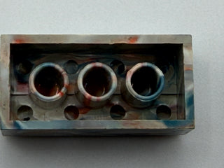 Light Gray w/ Red, White & Blue Marbled, 1970's Grangemouth Test 2x4 LEGO® Brick Part LEGO®