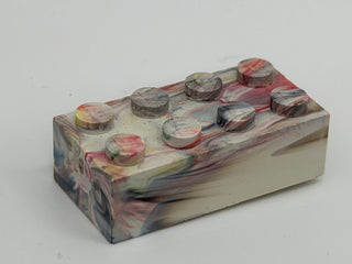 White, Red, Blue, Yellow & Black Marbled, 1970's Grangemouth Test 2x4 LEGO® Brick Part LEGO®