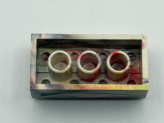 White, Red, Blue, Yellow & Black Marbled, 1970's Grangemouth Test 2x4 LEGO® Brick Part LEGO®