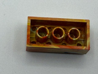 Red, Yellow, White & Black Marbled, 1970's Grangemouth Test 2x4 LEGO® Brick Part LEGO®