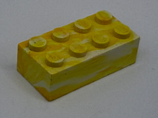 Yellow & White Marbled, 1970's Grangemouth Test 2x4 LEGO® Brick Part LEGO®