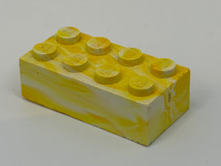 Yellow & White Marbled, 1970's Grangemouth Test 2x4 LEGO® Brick Part LEGO®