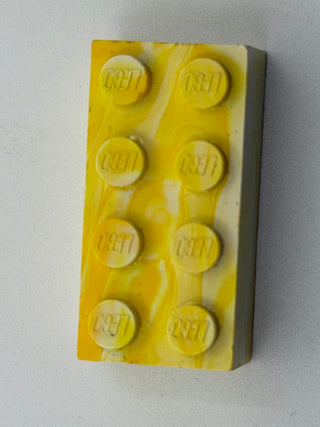 Yellow & White Marbled, 1970's Grangemouth Test 2x4 LEGO® Brick Part LEGO®