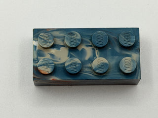 Red, White & Blue Marbled, 1970's Grangemouth Test 2x4 LEGO® Brick Part LEGO®