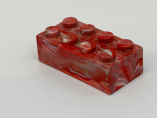 Red, White & Gray Marbled, 1970's Grangemouth Test 2x4 LEGO® Brick Part LEGO®