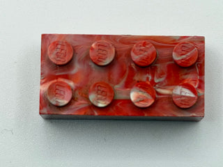 Red, White & Gray Marbled, 1970's Grangemouth Test 2x4 LEGO® Brick Part LEGO®