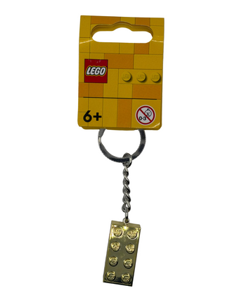 Chrome Gold LEGO® 2x4 Brick Key Chain 850808 Gear LEGO® New w/ Tag