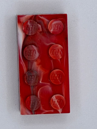 Red w/ White & Blue Marbled, 1970's Grangemouth Test 2x4 LEGO® Brick Part LEGO®