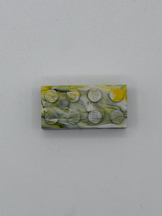 White w/ Yellow & Blue Marbled, 1970's Grangemouth Test 2x4 LEGO® Brick Part LEGO®
