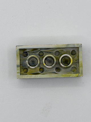 White w/ Yellow & Blue Marbled, 1970's Grangemouth Test 2x4 LEGO® Brick Part LEGO®