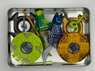Ninjago Spinner Battle Mystery Tin, 2 Minifigures & Spinners! ABC Building Kit LEGO®