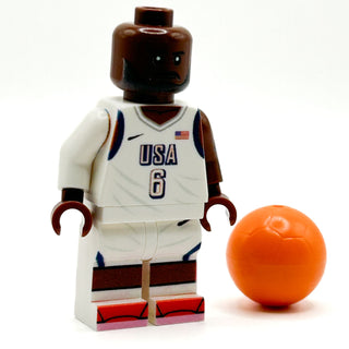Lebron #6 USA Olympics (2024) Basketball Player Minifig made using LEGO parts - B3 Customs Custom minifigure B3 Customs